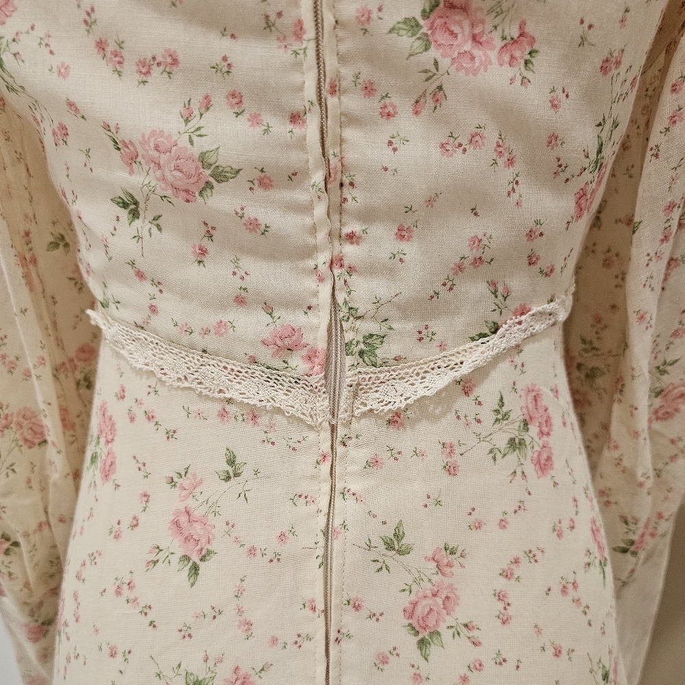 Vintage Floral Prairie Maxi Dress Cottagecore Gunne Sax Inspired - Picture 7 of 12